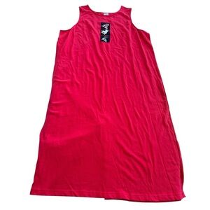 Vintage Christmas Ice Skating Dress Red Tank Dress Holiday Embroidered 2X Plus